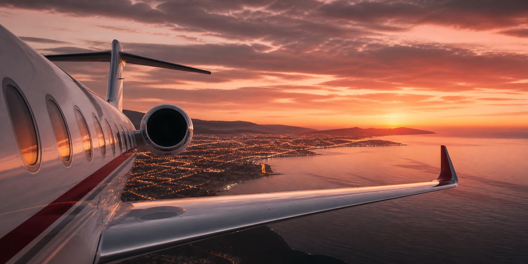Private jet route over the Moroccan coastline